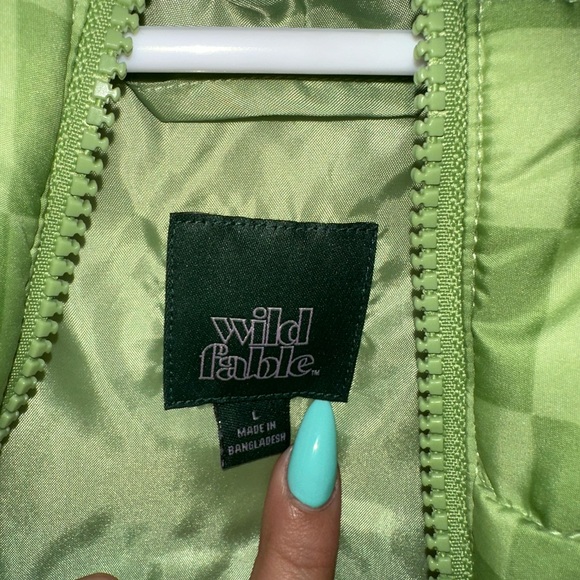 Wild Fable Green Checkered Puffer With Hood - Picture 3 of 3
